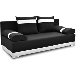 Kanapa Rozkładana Bird Meble Orlean - Czarny/Biały Pikowana Sofa Wersalka