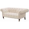 Dekoria Sofa Chesterfield Glamour Velvet Cream 2-os. - Size: 187 x 94 x 75 cm