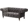 Dekoria Sofa Chesterfield Glamour Velvet Dark Grey 2-os. - Size: 187 x 94 x 75 cm