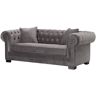 Dekoria Sofa Chesterfield Classic Velvet Dark Grey 3-os. - Size: 218 x 96 x 78 cm