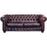 LINEA SOFA 3-osobowa kanapa Chesterfield BRENTON 100% skóry bawolej - Kolor: cherry