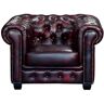 LINEA SOFA Fotel typu chesterfield 100% skóry bawolej BRENTON - Kolor: cherry