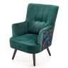Elior Zielony welurowy fotel wypoczynkowy - Pavos