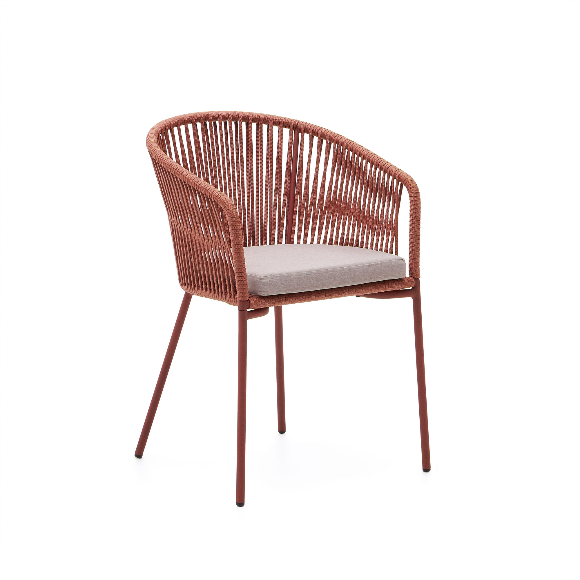 Kave Home - Krzeslo Yanet lina w kolorze terakoty
