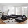 LINEA SOFA Sofá de canto Panorâmico 7 lugares pele de qualidade superior Castanho - Canto direito - DONATELLO II