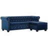 vidaXL Sofá chesterfield forma de L estofos veludo 199x142x72 cm azul