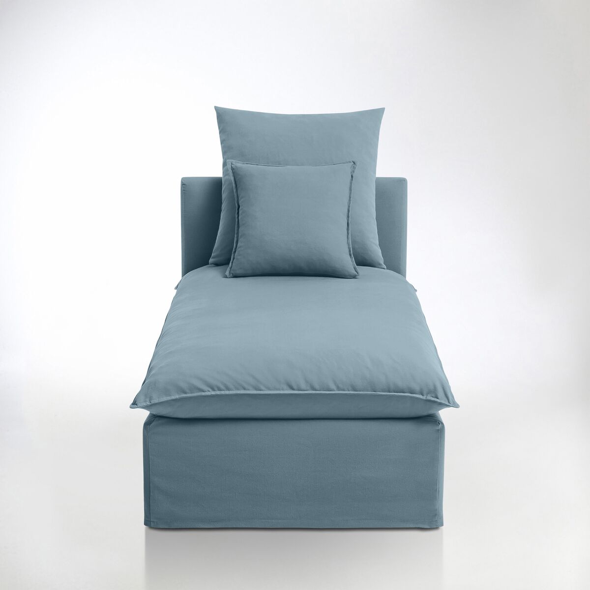 La Redoute Interieurs Chaise longue com capa amovível, em tecido pré-lavado puro algodão, Nélia   Azul-Claro