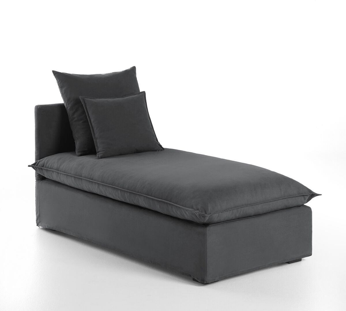 La Redoute Interieurs Chaise longue com capa amovível, em tecido pré-lavado puro algodão, Nélia   antracite