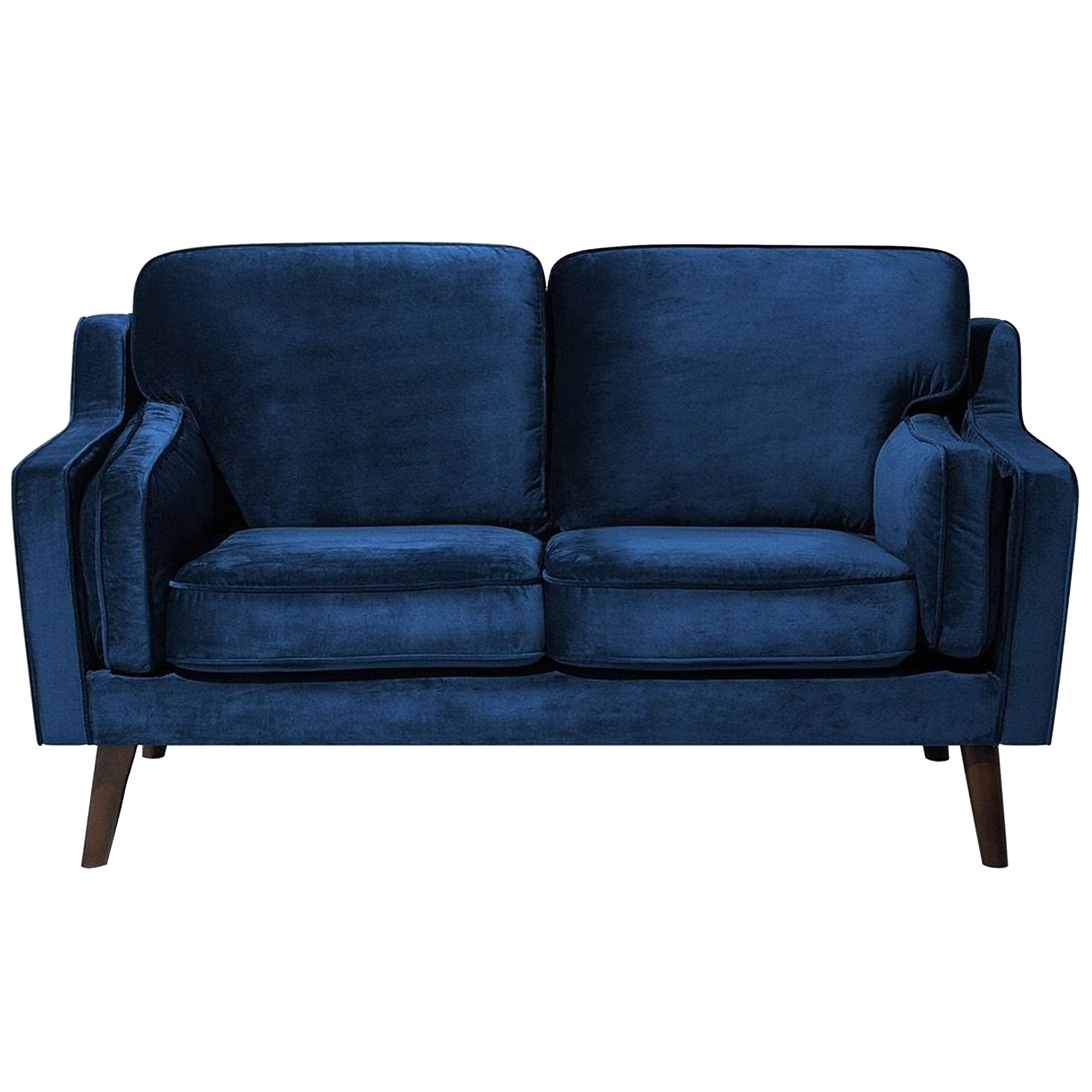 Beliani Sofá de 2 lugares estofado em veludo azul escuro de alta qualidade e acolchoamento espesso para sala de estar com design retro