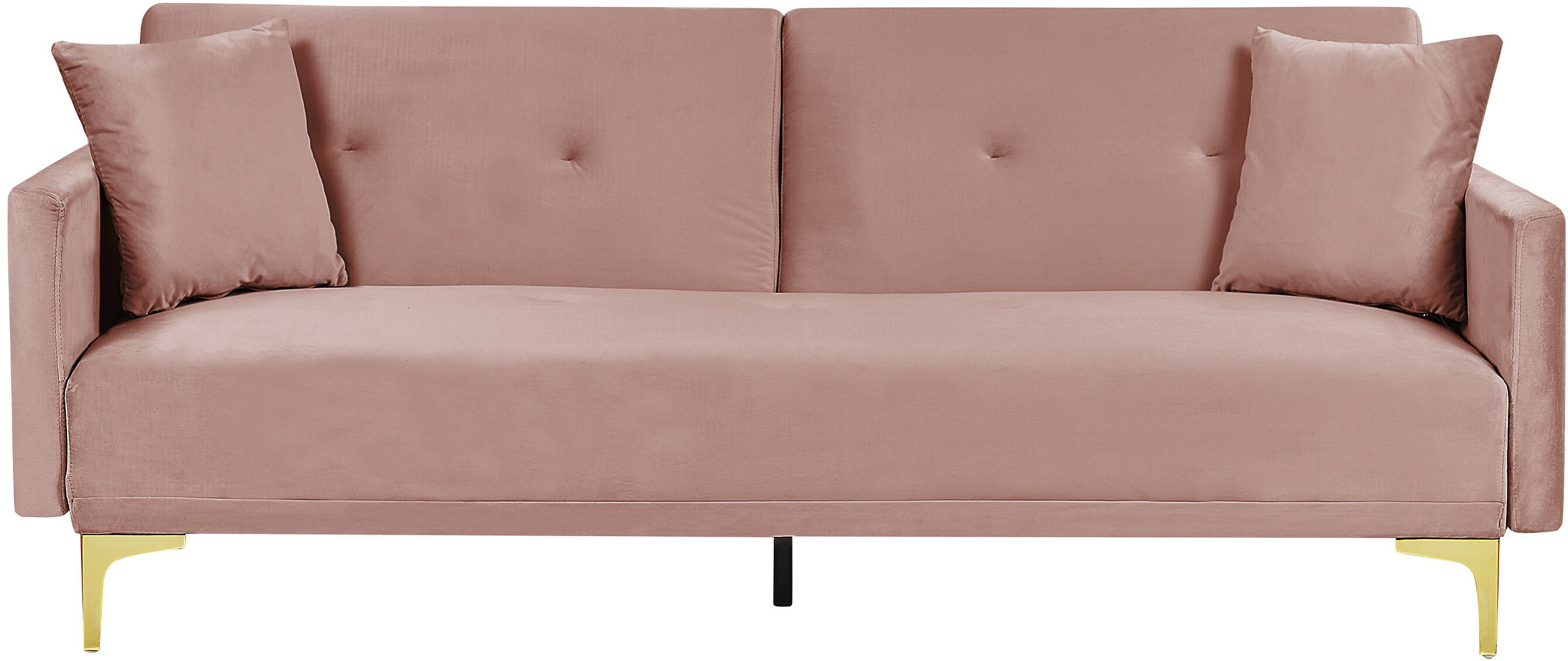 Beliani Sofá-cama em veludo rosa com 3 lugares e assento com botões sistema ʺClick Clackʺ para de estar design contemporâneo