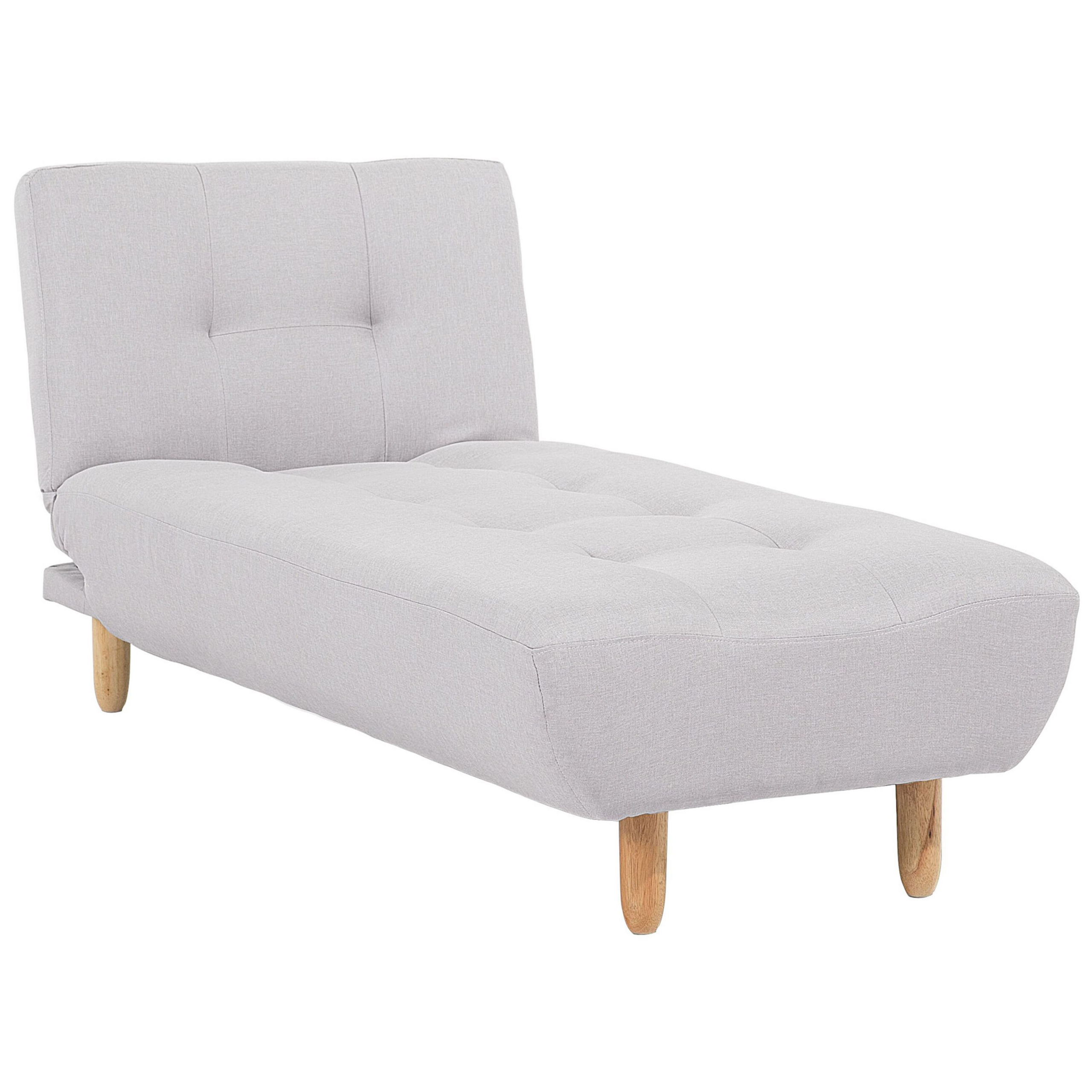 Beliani Chaise-longue estofada em tecido cinzento claro com pernas de madeira clara estilo escandinavo