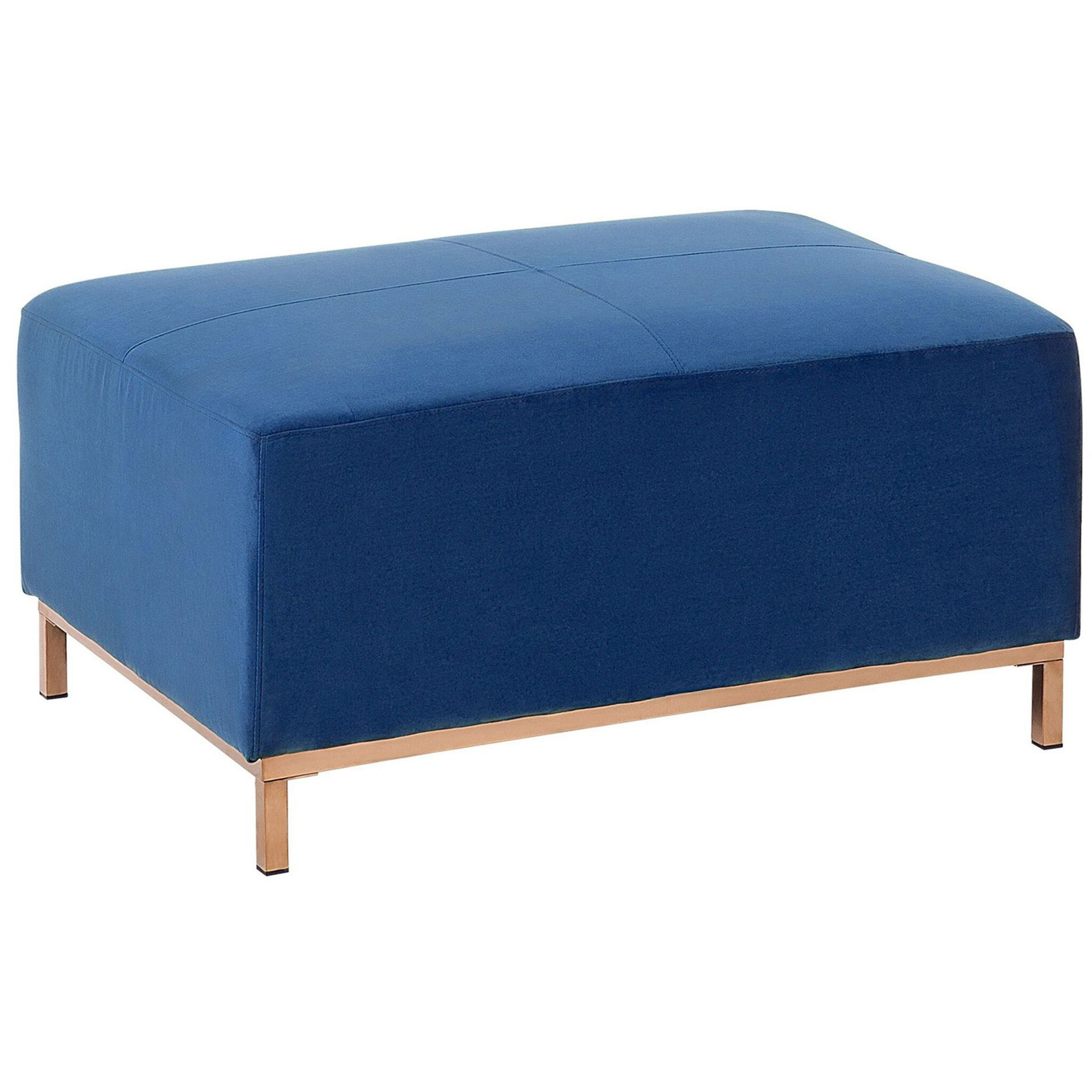 Beliani Tamborete azul escuro veludo de poliéster retangular 95 x 71 x 46 cm moderno