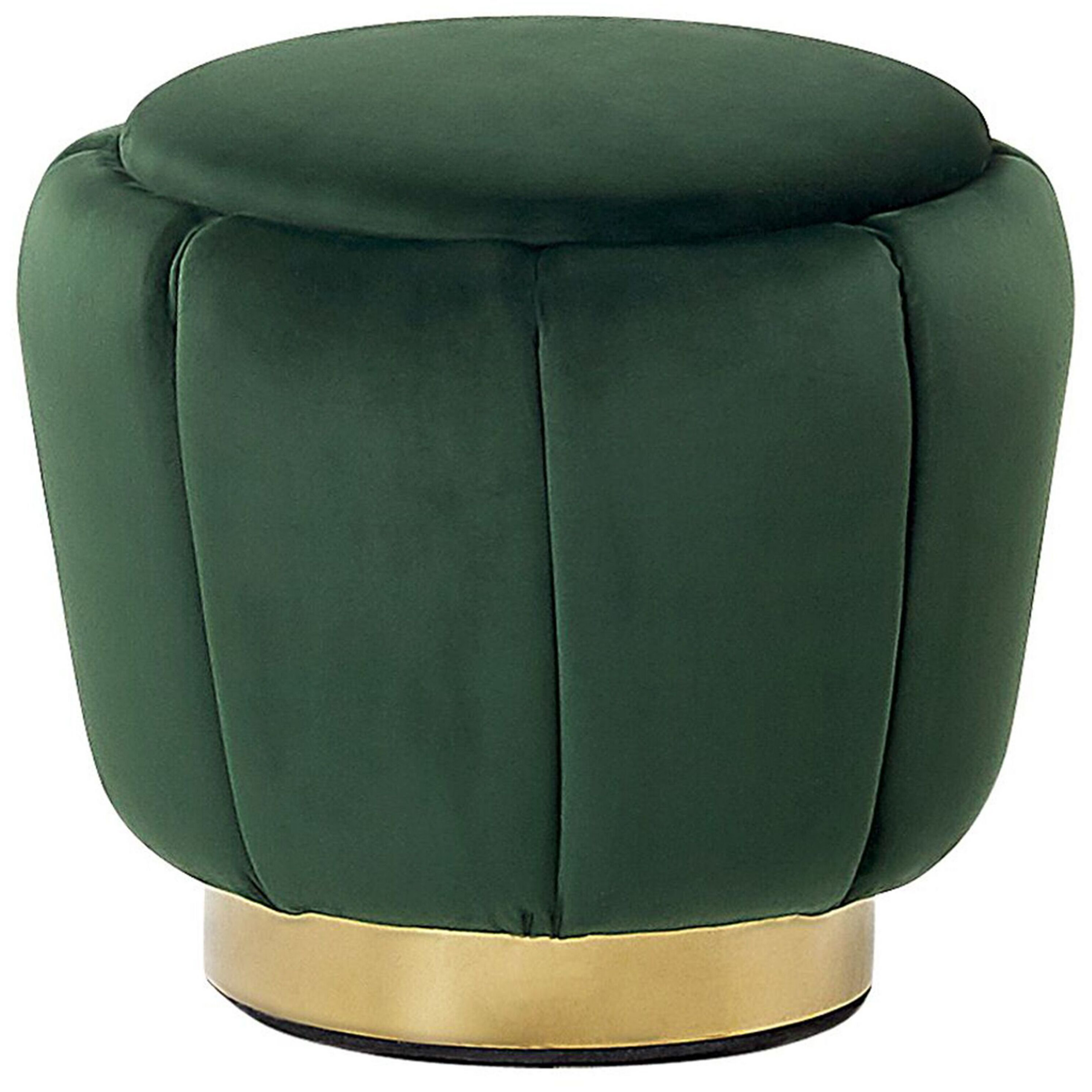 Beliani Pufe estofado em veludo verde escuro com base dourada ø 43 x 37 cm design moderno estilo glamoroso
