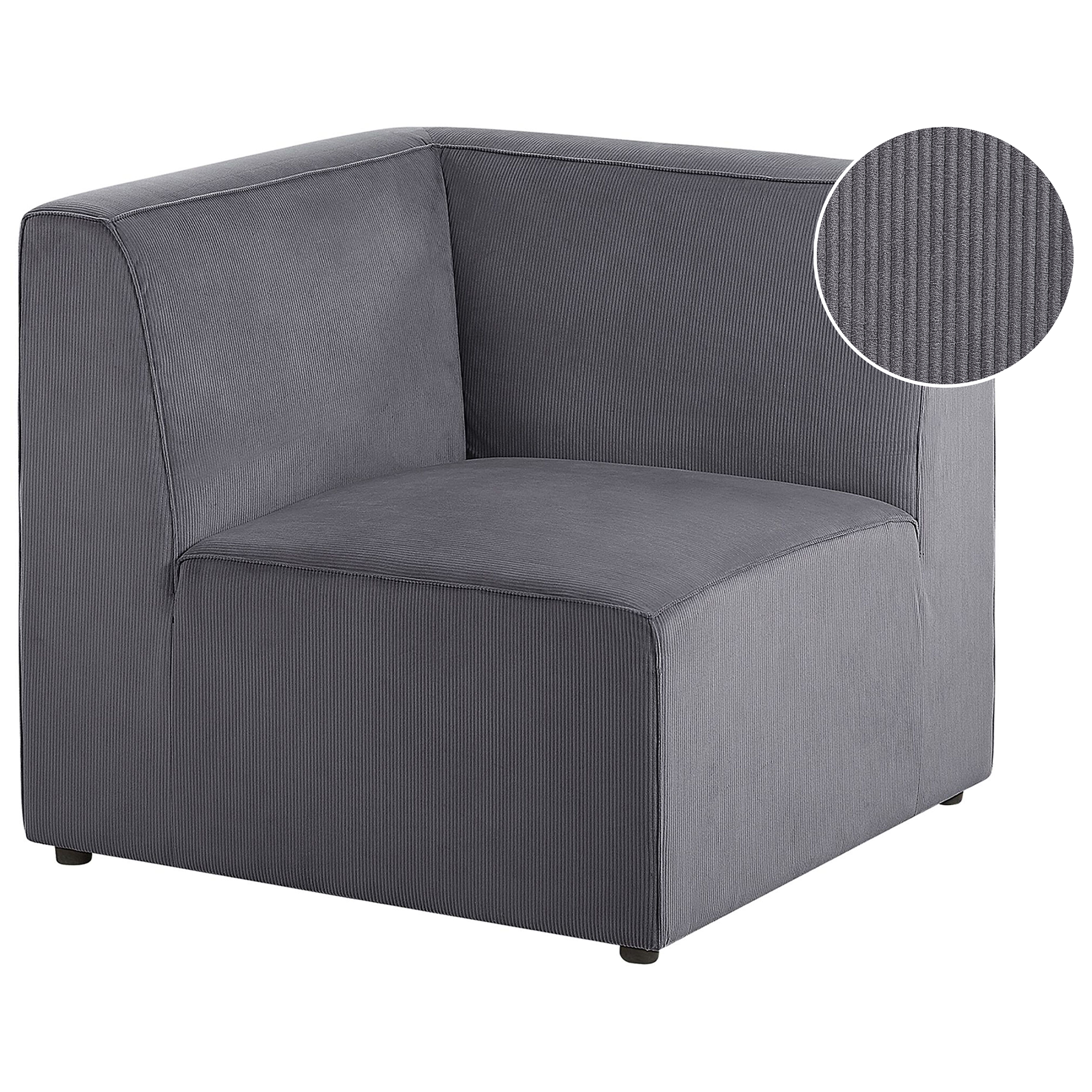 Beliani Módulo de sofá seção de canto em bombazine cinzenta para 1 assento moderno
