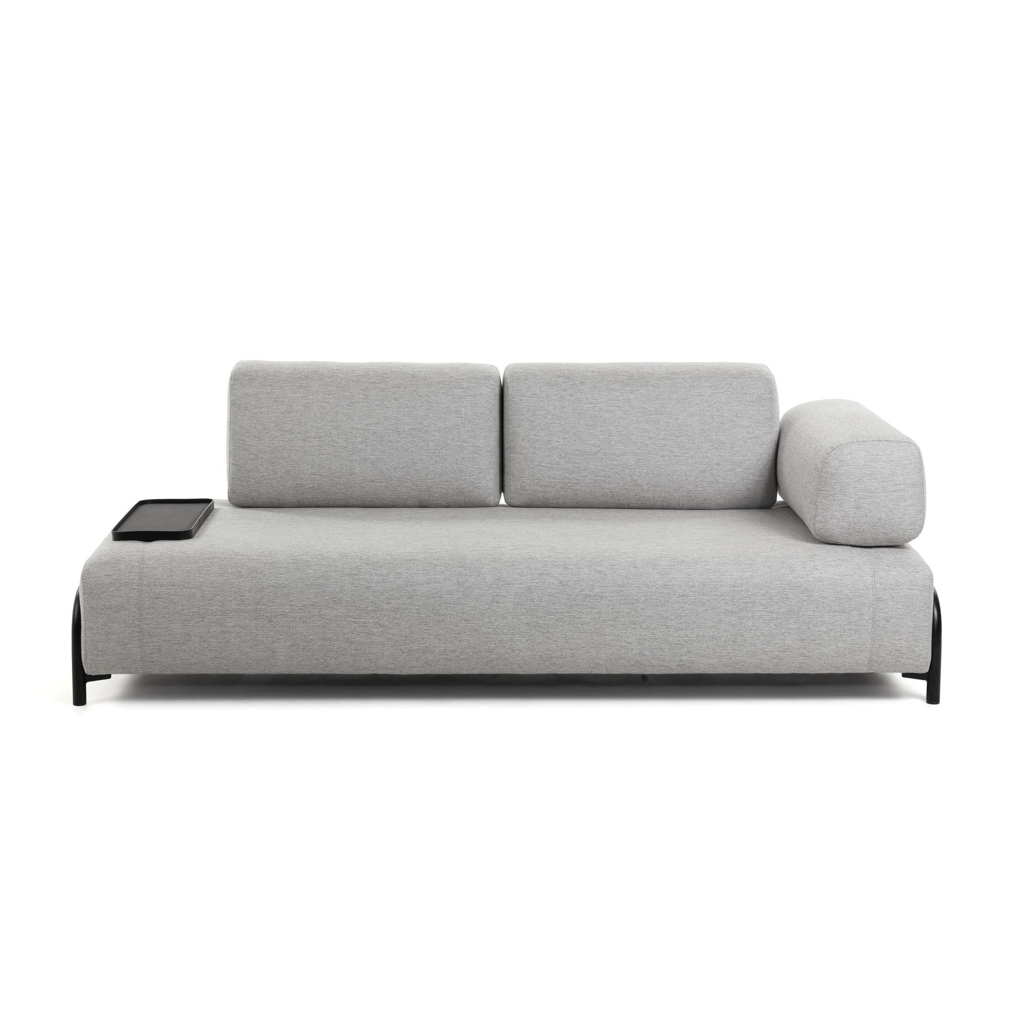 Kave Home Sofá Compo de 3 lugares cinza claro com tabuleiro pequeno 232 cm