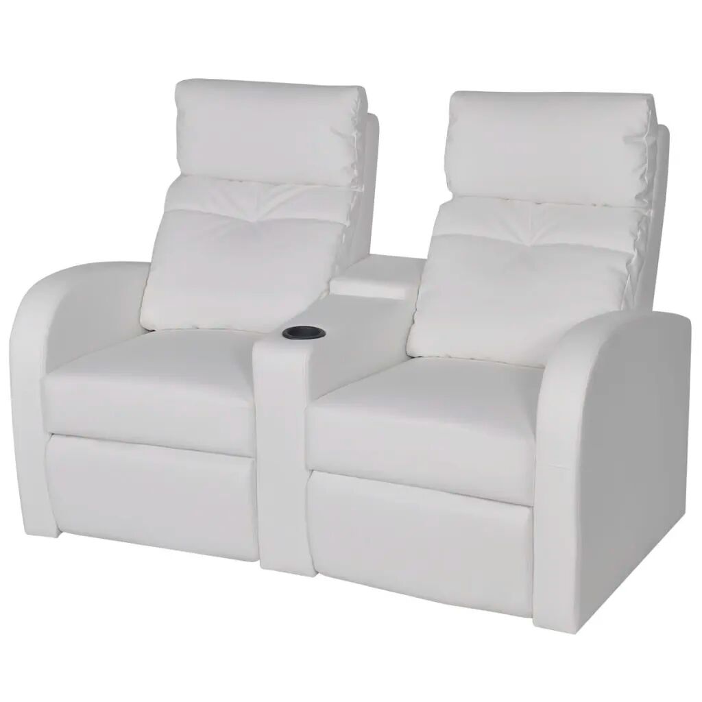 vidaXL Poltrona reclinável de 2 lugares couro artificial branco