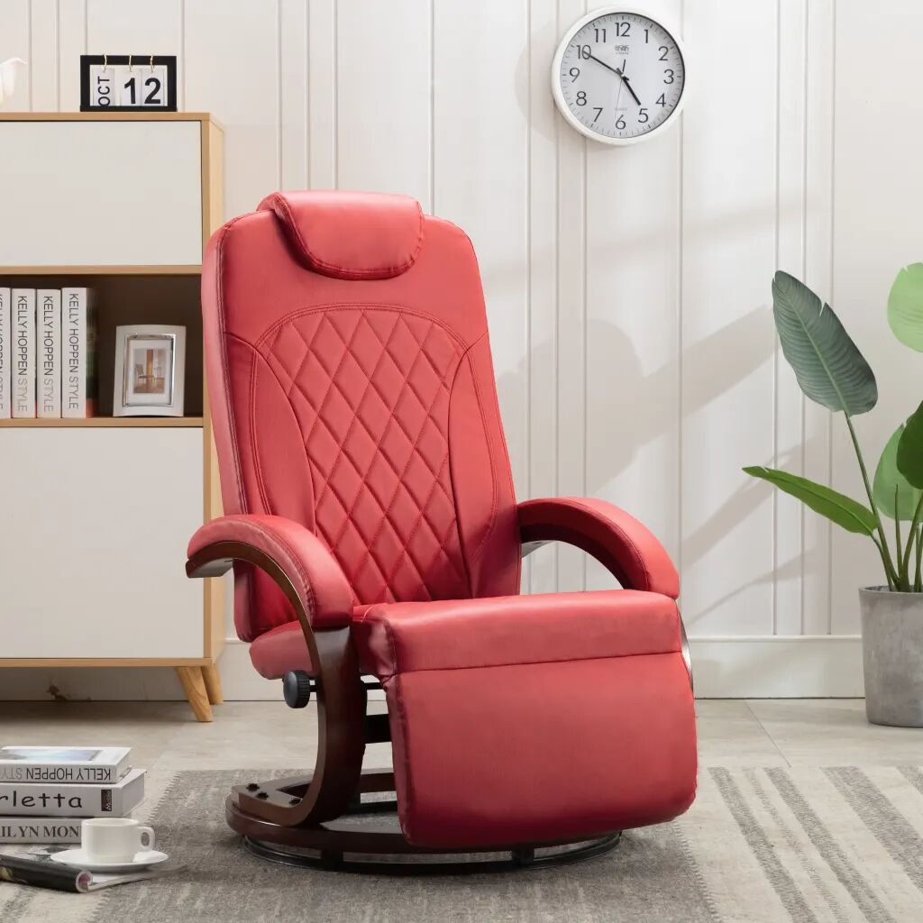 vidaXL Cadeira de TV reclinável em couro artificial vermelho