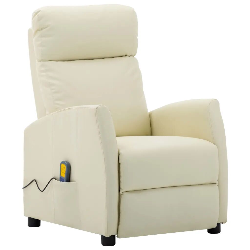vidaXL Poltrona de massagens reclinável couro artificial creme