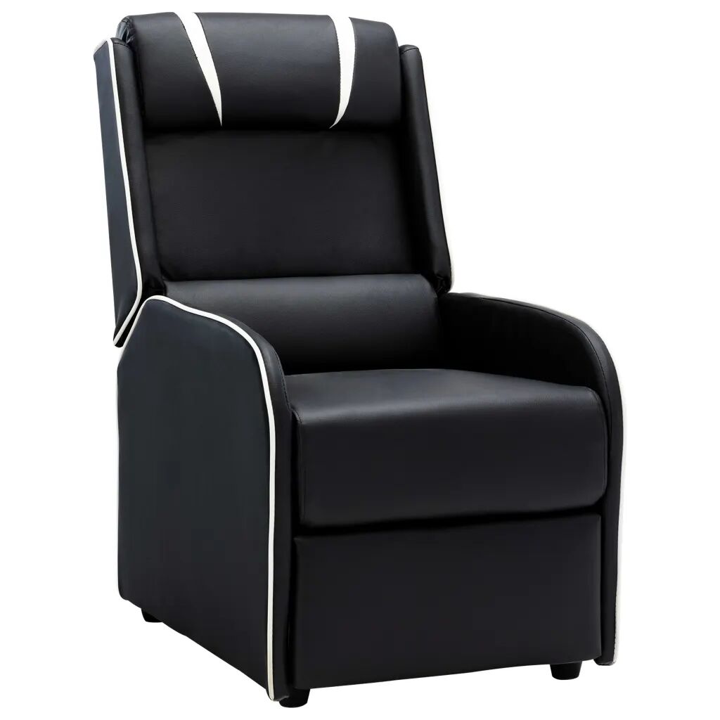 vidaXL Cadeira reclinável couro artificial preto e branco