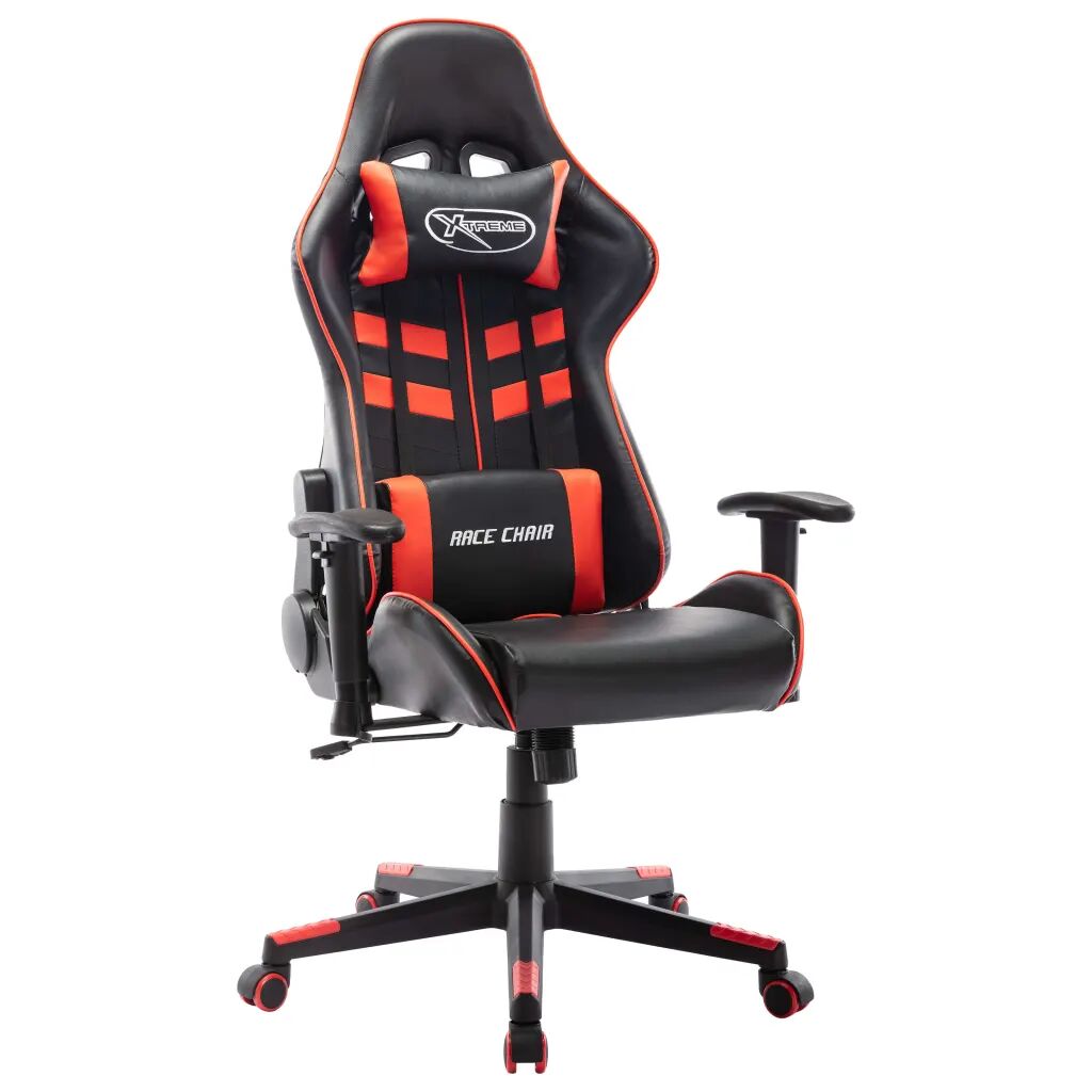 vidaXL Cadeira de gaming couro artificial preto e vermelho