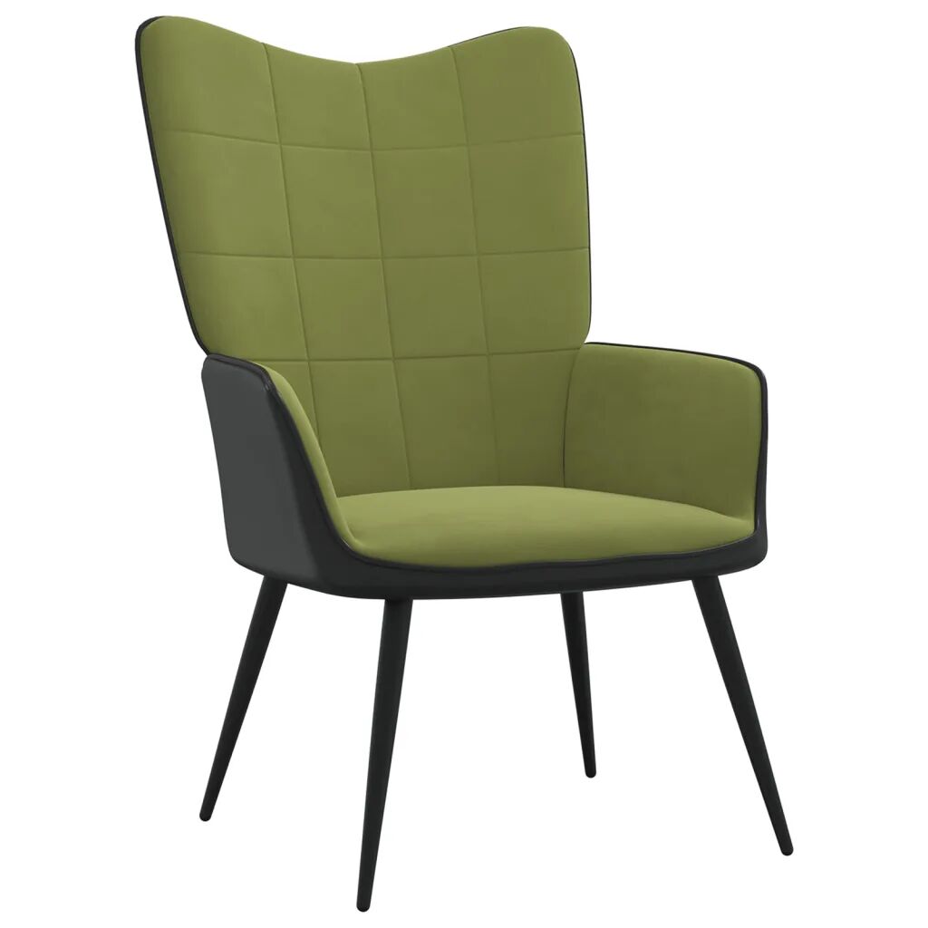 vidaXL Cadeira de descanso PVC e veludo verde-claro