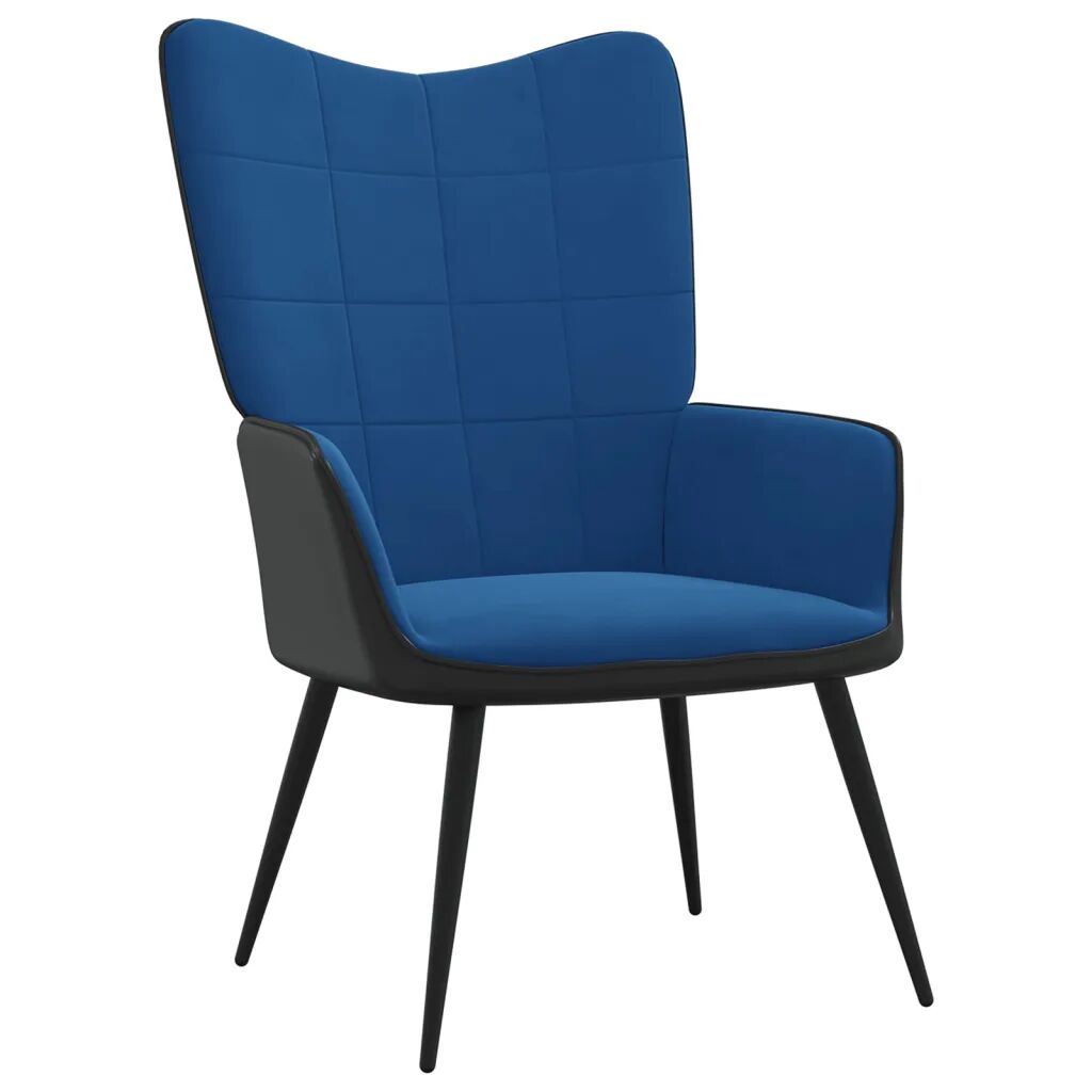 vidaXL Cadeira de descanso PVC e veludo azul
