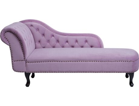 Beliani Sofá Chaise Longue Nimes (Rosa - Veludo - 61x170x79 cm)