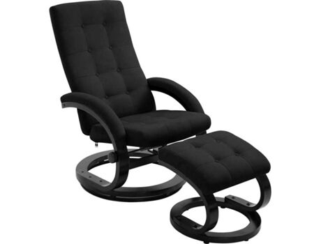 Vidaxl Poltrona reclinável apoio pés tecido camurça preto