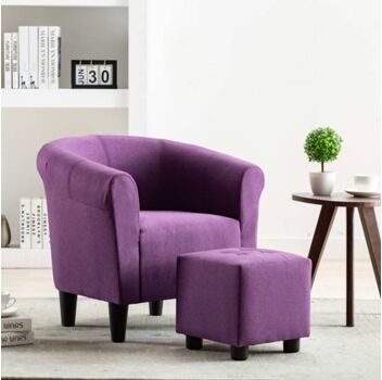 Vidaxl Conjunto de Poltrona e Banco 248038 Tecido Roxo (Lugares:2)