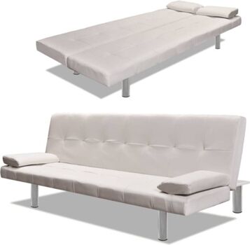 Vidaxl Sofá-Cama Ajustável 241723 Couro Artificial Bege (Lugares:2)