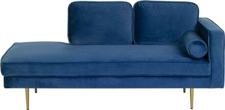 Beliani Chaise Longue Miramas (Azul - Veludo - 79x171x63 cm)