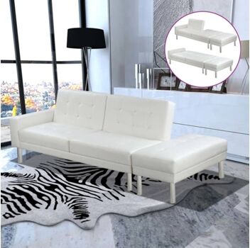 Vidaxl Sofá-Cama 244305 Couro Artificial Branco