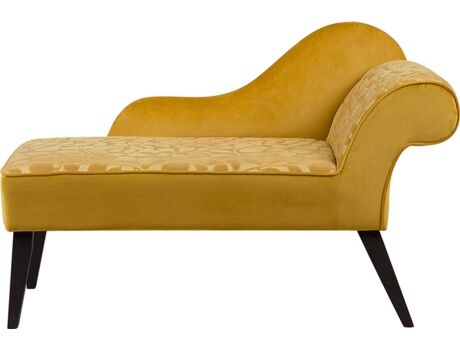 Beliani Chaise Longue Biarritz (Amarelo - Veludo - 56x116x78 cm)