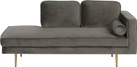 Beliani Chaise Longue Miramas (Cinzento - Veludo - 79x171x63 cm)