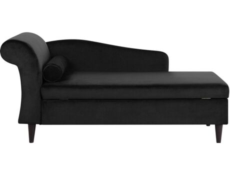 Beliani Chaise-Longue Luiro (Preto - Veludo - 70x160x77 cm)