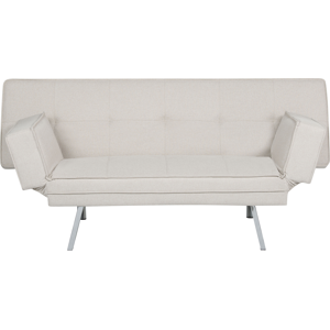 Beliani 3-sits Bäddsoffa Beige Tyg Armlös Modern