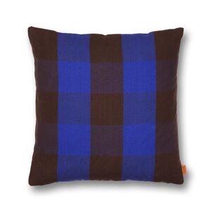 Ferm Living - Grand Cushion 50x50 Cm Chocolate / Bright Blue - Brun,Blå - Prydnadskuddar Och Kuddfodral
