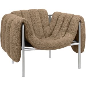 Hem - Puffy Lounge Chair - Sawdust/stainless - Sawdust/stainless - Silver,Beige - Fåtöljer - Bomull/naturmaterial/metall/syntetiskt/skum/plast