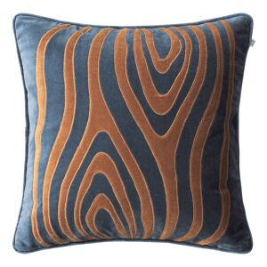 Chhatwal & Jonsson - Mita Cushion Cover Velvet 50x50 Cm - Sea Blue/cognac - Prydnadskuddar Och Kuddfodral