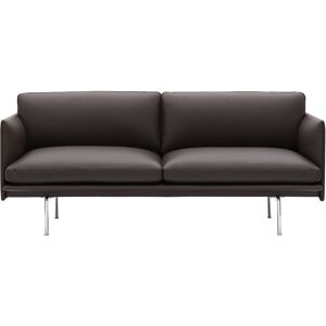 Muuto - Outline 2-Seater / Polished Aluminium Base Easy Leather Root - Root - Brun - Soffor