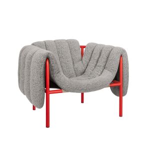 Hem - Puffy Lounge Chair - Pebble/traffic Red - Pebble/traffic Red - Röd,Grå - Fåtöljer - Bomull/naturmaterial/metall/syntetiskt/skum/plast
