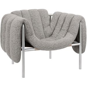 Hem - Puffy Lounge Chair - Pebble/stainless - Pebble/stainless - Silver,Grå - Fåtöljer - Bomull/naturmaterial/metall/syntetiskt/skum/plast