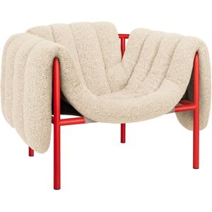 Hem - Puffy Lounge Chair - Eggshell/traffic Red - Eggshell/traffic Red - Röd,Beige - Fåtöljer - Bomull/naturmaterial/metall/syntetiskt/skum/plast