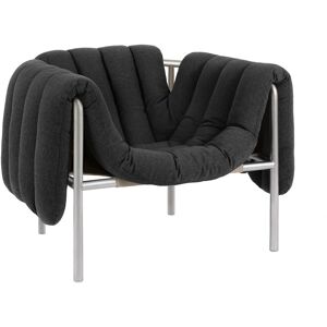 Hem - Puffy Lounge Chair - Anthracite/stainless - Anthracite/stainless - Silver,Grå - Fåtöljer - Bomull/naturmaterial/metall/skum/plast