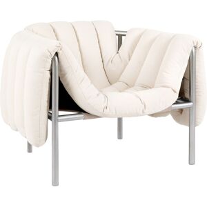 Hem - Puffy Lounge Chair - Natural/stainless - Natural/stainless - Silver,Beige - Fåtöljer - Bomull/naturmaterial/metall/skum/plast