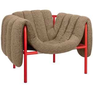 Hem - Puffy Lounge Chair - Sawdust/traffic Red - Sawdust/traffic Red - Röd,Beige - Fåtöljer - Bomull/naturmaterial/metall/syntetiskt/skum/plast