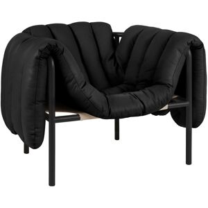 Hem - Puffy Lounge Chair - Black Leather/black Grey - Black/black Grey - Grå,Svart - Fåtöljer - Läder/naturmaterial/metall/trä/skum