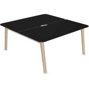 Narbutas Dubbelskrivbord Nova Wood - HPL, Utförande Ash Stained Light Grey / Fenix Black, Bredd 180 cm