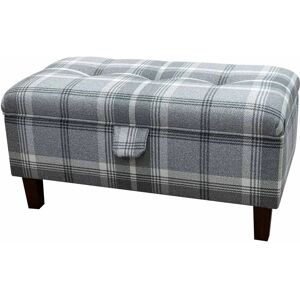 Beaumont 70Cm Tufted Rectangle Tartan Storage Ottoman black/gray 36.0 H x 70.0 W x 40.0 D cm