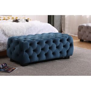 Canora Grey Lythrodontas Velvet Tufted Rectangle Footstool Ottoman blue 40.0 H x 49.0 W x 100.0 D cm